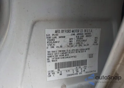 2004 Ford F-150 Xlt z USA, uszkodzony, nr VIN 1FTRW12W34KA59762